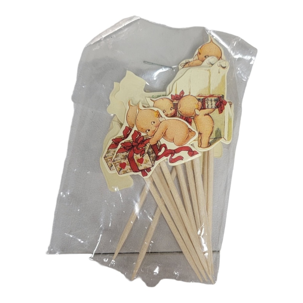 Vintage 1986 Kewpie Cupcake Toothpicks Pickle Picks Party Decor